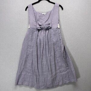 Play Six Dress Womens Large Gray Crinkle Sleeveless Babydoll Cute Pretty